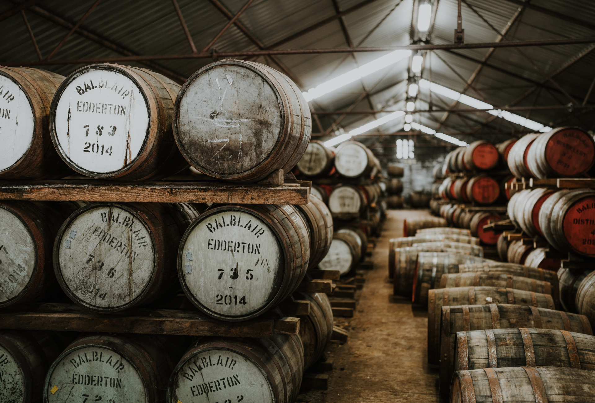 Balablair casks in warehouse
